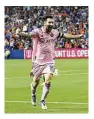  ?? JOSHUA A. BICKEL / ASSOCIATED PRESS ?? Inter Miami forward Lionel Messi celebrates after a game-tying goal in the 90th minute during the U.S. Open Cup semifinal match against FC Cincinnati, in Cincinnati, on Wednesday.