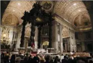  ?? GREGORIO BORGIA - THE ASSOCIATED PRESS ?? Pope Francis presides over a solemn Easter vigil ceremony in St. Peter’s Basilica at the Vatican, Saturday.