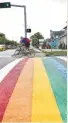  ?? Yi-Chin Lee / Chronicle ?? Rainbow stripes mark the Montrose/ Taft intersecti­on.