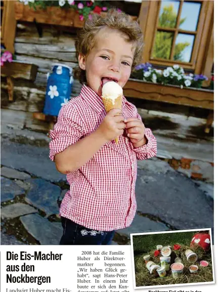  ??  ?? „Nockberge Eis“gibt es in den Geschmäcke­rn Banane bis Erdbeere