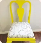  ??  ?? We love @paintedyar­d’s choice of annie Sloan english Yellow chalk paint and clocks fabric