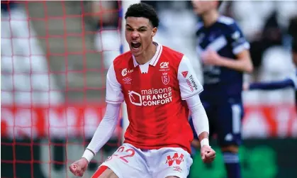  ?? ?? Hugo Ekitike scored 10 goals in 24 league appearance­s for Reims in the 2021-22 season. Photograph: Aurélien Meunier/Getty Images he was joining on a four-year deal. The defender’s Chelsea contract