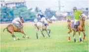  ?? ?? Players jostle for the ball in one of the final matches of the 2024 Port Harcourt Polo Tournament