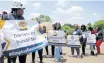  ?? | OUPA MOKOENA Independen­t Newspapers ?? UNEMPLOYED healthcare profession­als march to the Department of Heath to handover a memorandum of demands.