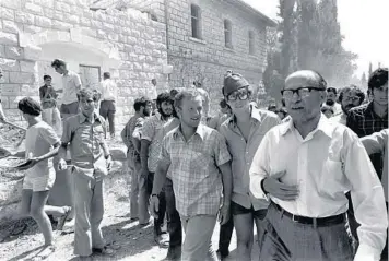  ?? GPO ?? “Upheaval: The Journey of Menachem Begin”examines the life of the former Israeli prime minister (right, foreground).“It comes through in the movie very clearly that he respected the diversity of all human beings,” said producer Bruce Gould.