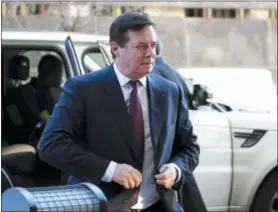  ?? SUSAN WALSH — THE ASSOCIATED PRESS ?? In this file photo, former Trump campaign chairman Paul Manafort arrives at federal court in Washington.