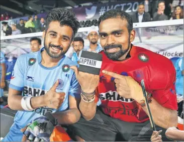  ??  ?? Manpreet Singh (left) was replaced by PR Sreejesh as captain in April.