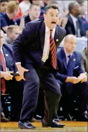  ?? ASSOCIATED PRESS ?? ARIZONA HEAD COACH SEAN MILLER shouts to his team during the second half of a second-round NCAA Tournament game against Saint Mary’s on Saturday in Salt Lake City.