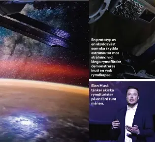  ??  ?? Elon Musk tänker skicka rymdturist­er på en färd runt månen.