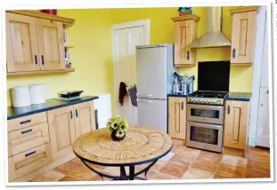  ??  ?? SUNSHINE STATE: The brightly-painted kitchen has an adjoining utility room