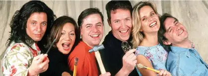  ?? Picture: BBC ?? Design team: Laurence, Anna, ‘Handy’ Andy, Michael Jewitt, Linda and Graham in 2000