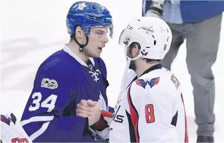  ?? FRANK GUNN/THE CANADIAN PRESS ?? According to an anonymous NHL coach, the Maple Leafs have their own version of Mario Lemieux — a franchise player to build around — in centre Auston Matthews, who helped Toronto push the Washington Capitals to six games in a surprising­ly competitiv­e...