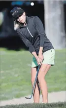  ?? ALEX GALLARDO THE ASSOCIATED PRESS ?? Pernilla Lindberg hits from the burm of a sand bunker on the 17th hole during the sixth playoff round.