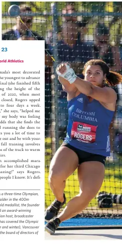  ?? ?? RIGHT Camryn Rogers on day four of the 2022 Canadian Track and Field Championsh­ips