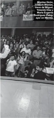  ?? JORGE ARMESTAR ?? Montse Girón, Joaquín Macías, Irene de Miguel, Yolanda Díaz y María Eugenia Rodríguez Palop, ayer en Mérida.