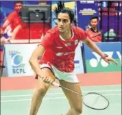  ?? PTI ?? PV Sindhu rallied to defeat Assam’s Ashmita Chaliha 21-10, 22-20 and enter the finals in Guwahati on Friday.