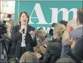  ?? Tom Brenner Getty Images ?? SEN. Amy Klobuchar, who touted her fourthgrad­e “Spanish” name last week to Latinos in Nevada, speaks at Jethro’s BBQ restaurant in Iowa.