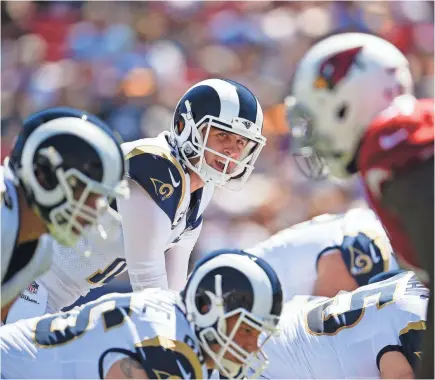  ??  ?? Quarterbac­k Jared Goff and the Rams have a leg up prepping for a possible deep playoff run.