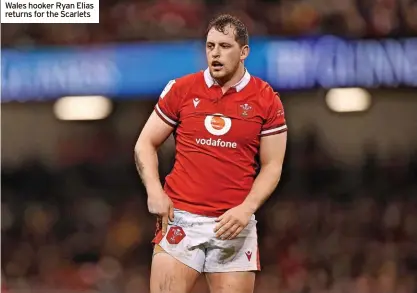  ?? ?? Wales hooker Ryan Elias returns for the Scarlets