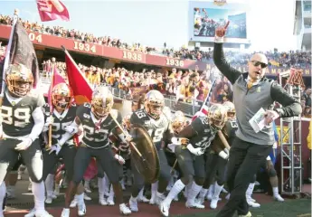  ?? STACY BENGS/AP ?? Minnesota coach P.J. Fleck will lead his undefeated Gophers against undefeated Penn State.