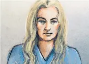  ??  ?? A court sketch of Kate James, a former assistant to Amber Heard, right. She spoke in support of Johnny Depp’s case