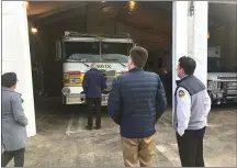  ??  ?? Officials inspect the new Berwyn Fire Company substation on Swedesford Road at West Valley Road.