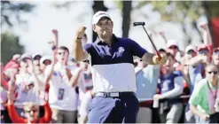  ??  ?? CHASA: In this Oct. 2, 2016, file photo, United States’ Patrick Reed reacts after winning the fifth hole during a singles match at the Ryder Cup golf tournament, at Hazeltine National Golf Club in Chaska, Minn. American golfers are traveling more than...