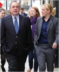  ??  ?? Suitably dressed: With Alex Salmond, sporting a blazer