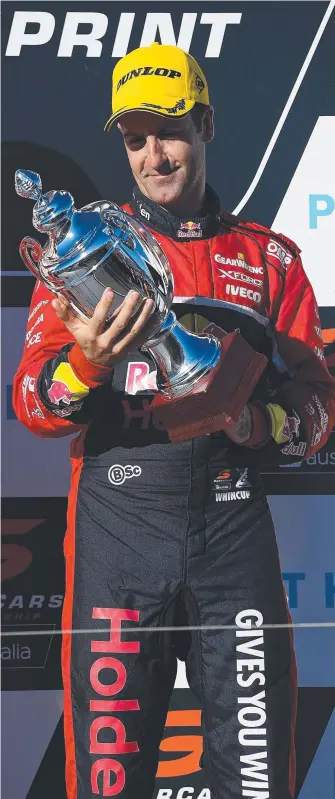  ??  ?? Jamie Whincup is looking for more than his third-place trophy at Barbagallo. Picture: GETTY IMAGES LAINE CLARK