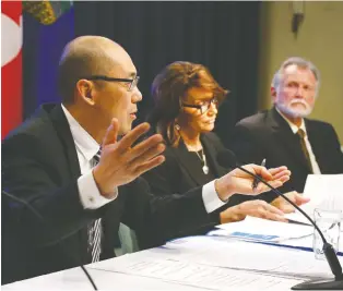  ?? JIM WELLS ?? From left, Jason Luan, Associate Minister of Mental Health and Addictions, Geri Bemister-williams, vice-chair, Supervised Consumptio­n Services Review Committee and Rod Knecht, chair, Supervised Consumptio­n Services Review Committee, all have had their expenses questioned.