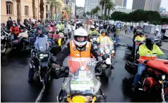  ??  ?? ON A MISSION: 500 bikers from the Grand Parade in Cape Town rode to Drakenstei­n Prison on Saturday to raise awareness and funds to keep girls in school.