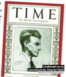  ?? PHOTO DU DOMAINE PUBLIC ?? Lindbergh sur la couverture du Time en 1928