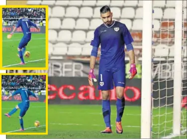  ??  ?? FALLO EN EL 0-1. Gazzaniga erró en el despeje de un balón que le cedió su compañero Álex Moreno.