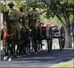  ?? LUIS SANCHEZ SATURNO/The New Mexican ?? The caisson carrying National Guard Lt. Gen. Edward Baca arrives Monday (Sept. 21) at the Santa Fe National Cemetery. Baca rose to the highest ranks of the National Guard and is credited with helping modernize the New Mexico Guard.