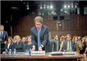  ?? NYT ?? In or out? Judge Brett Kavanaugh, President Donald Trump’s nominee for the Supreme Court, at his confirmati­on hearing.