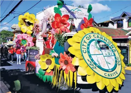  ?? (Carla Bauto Deña) ?? CARMONA’S FIRST – Photo shows one of the many colorful floats that joined the parade to celebrate Carmona, Cavite’s first cityhood anniversar­y on Monday, Feb. 19, 2024.