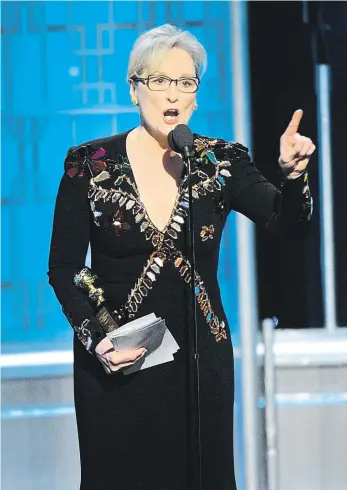 ?? Foto: Profimedia ?? Kazatelka Meryl Streepová se na vyhlašován­í letošních Zlatých glóbů opřela do Donalda Trumpa.