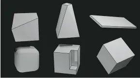  ??  ?? Challenge: see if you can make these shapes out of the basic cube using the tools and modifiers.