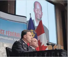 ?? PATRICK DOYLE THE CANADIAN PRESS FILE PHOTO ?? RCMP assistant commission­er James Malizia and Insp. Paul Mellon speak in Ottawa about the arrest of a Somali man, Ali Omar Ader, for his involvemen­t in the kidnapping of Amanda Lindhout in 2015.