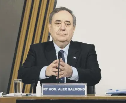  ??  ?? 0 Former First Minister Alex Salmond gives evidence to the Scottish Parliament committee
