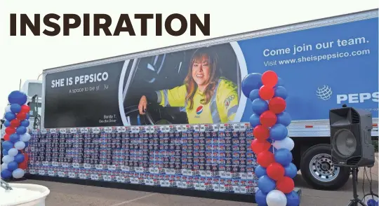  ?? ?? A personaliz­ed semitruck with the face of Avondale resident and PepsiCo employee Bonita Tellez is parked at the PepsiCo Beverages Phoenix facility on March 28. Tellez was one of several women honored nationwide as part of the “She is PepsiCo” campaign.