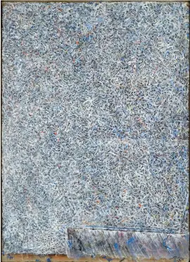  ??  ?? Mark Tobey. « Escape from Static ». 1968. Tempera sur papier, marouflé sur panneau / tempera on paper, mounted
on panel. 67 x 48,5 cm. (Court. Jeanne Bucher Jaeger, Paris ; Ph. Jean-Louis Losi)