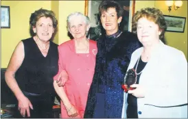  ?? ?? Jean McGann, Irene Walsh, Mary O’Connor and Catherine Slattery, members of the ladies team at Fermoy Bridge Club Awards ceremony in The Forge Restaurant, back in 2002.