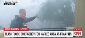  ??  ?? CNN correspond­ent Chris Cuomo ventured outside in Naples to give viewers an idea of the strength of Hurricane Irma.