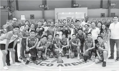  ?? Mike Buendia’s Facebook) (Photo lifted from ?? CHAMPS: Members of the Centro Escolar University and their supporters celebrate after winning the NCRAA men’s basketball tournament title Wednesday. The Scorpions beat the Philippine Merchant Marine School Mariners, 62-61, to complete a two-game sweep of the championsh­ip.