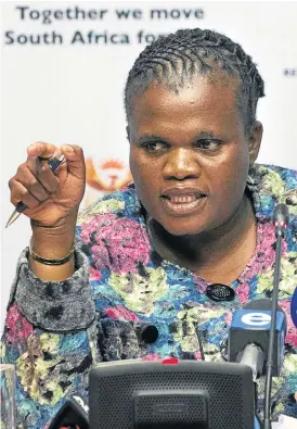  ?? Trevor Samson ?? In the hot seat: Public Service and Administra­tion Minister Faith Muthambi tells MPs in the National Council of Provinces she did not skip a portfolio committee meeting and that, as minister, she is allowed up to 30 privileged tickets for guests to...