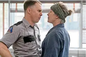  ?? [PHOTO PROVIDED BY MERRICK MORTON, FOX SEARCHLIGH­T PICTURES] ?? Golden Globe winners Sam Rockwell and Frances McDormand star in “Three Billboards Outside Ebbing, Missouri.”