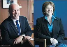  ?? THE CANADIAN PRESS/FILES ?? John Horgan, B.C. NDP leader, and Premier Christy Clark. Government­s of all stripes have been guilty of the same advertisin­g abuses over the past 30 years, if not longer, says Rob Shaw.