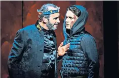  ??  ?? Powerful presence: Stephen Gadd as Macbeth, left, with Stuart Orme as Sicario