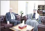  ??  ?? Speaker Marzouq Al-Ghanim receiving Ambassador­Tahboub.